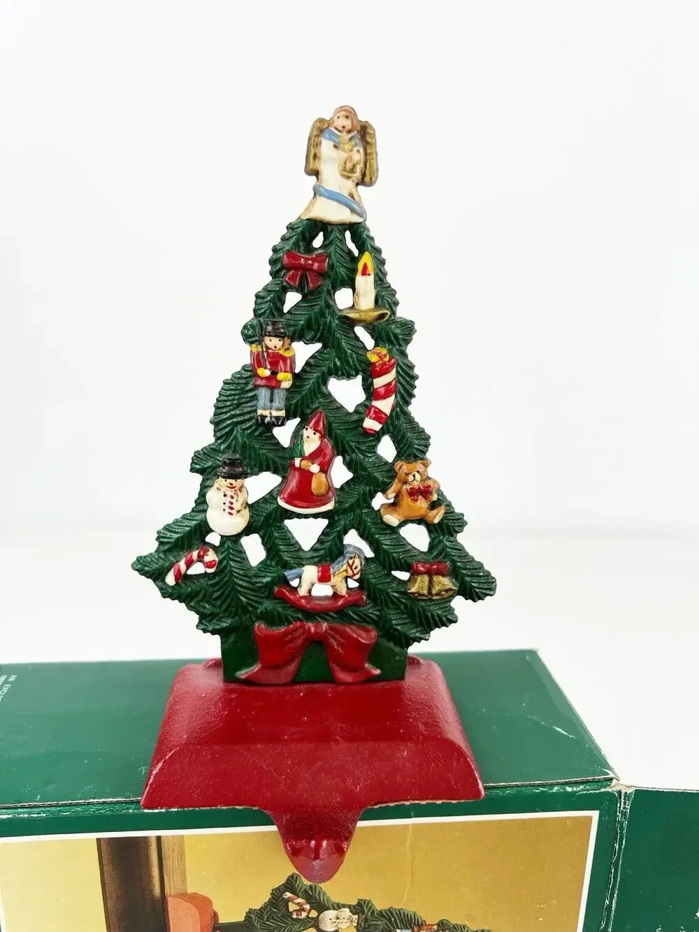 Vtg Midwest Cannon Falls Cast Iron Christmas Tree Holiday Stocking Holder Hanger